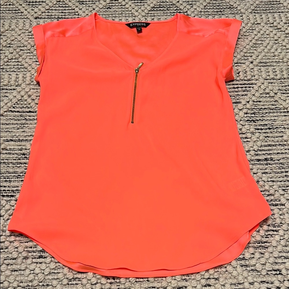 Express Coral Zip-Front Blouse